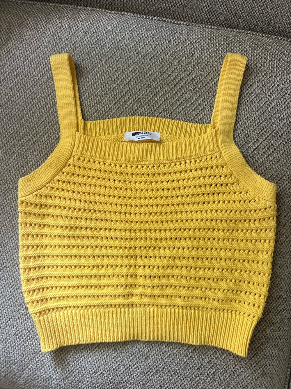 Double Zero Yellow Knit Tank Top Cropped